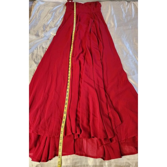 Size Medium LULUS Cause for Commotion Red Pleated Bustier Maxi Dress - Picture 6 of 9